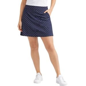 IZOD Golf Skort Women Size 10 White Navy Blue Polka Dot Stretch Athletic Casual